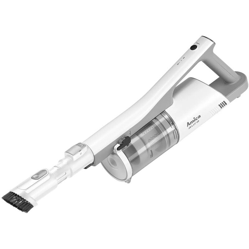 Aspirator Amica Aura VM 7050, Baterie Li-Ion, Vertical 2 in 1, 150 W, Iluminare LED perie, Alb