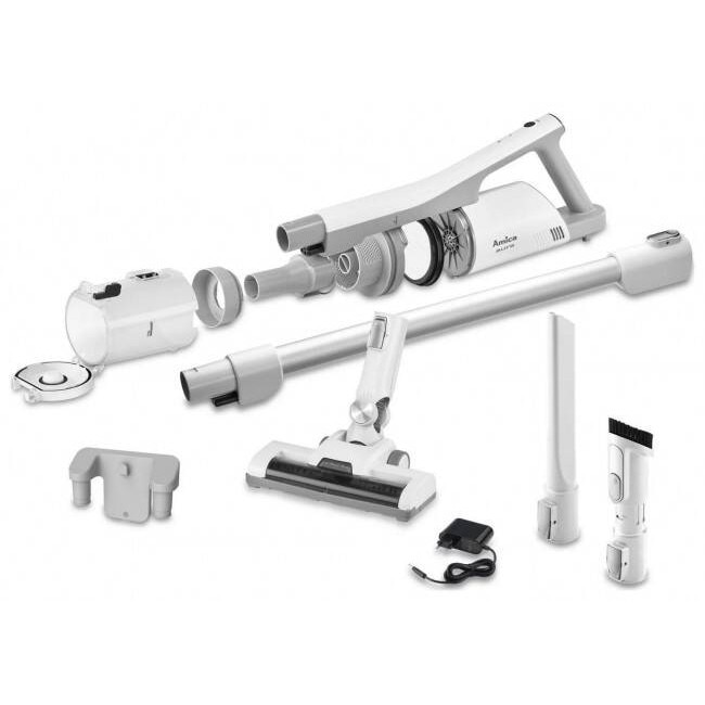 Aspirator Amica Aura VM 7050, Baterie Li-Ion, Vertical 2 in 1, 150 W, Iluminare LED perie, Alb