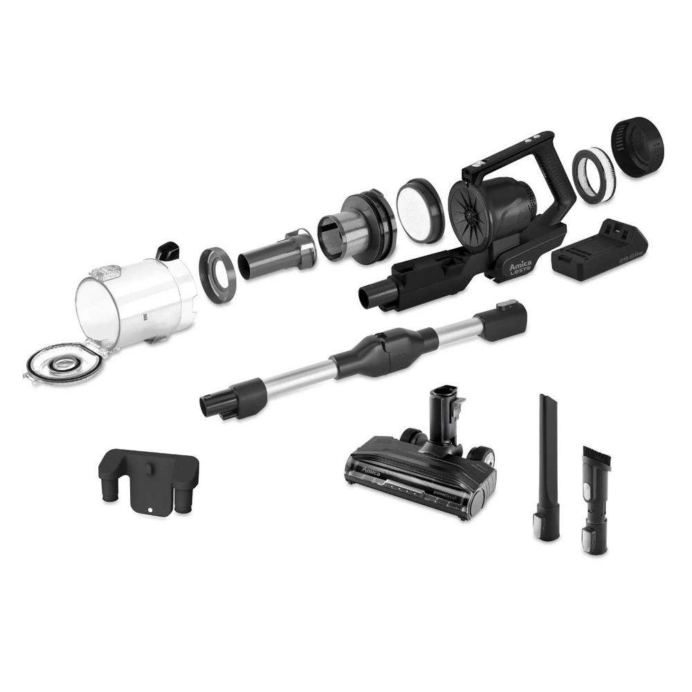 Aspirator Amica LESTE VM 8100 Leste, Baterie Li-Ion, Vertical 2 in 1, 420 W, tub pliabil, Negru