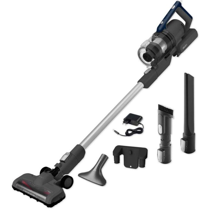 Aspirator Amica VM 9012 Joran Turbo, Baterie Li-Ion, Vertical 2 in 1, 350 W, Iluminare LED perie, Negru