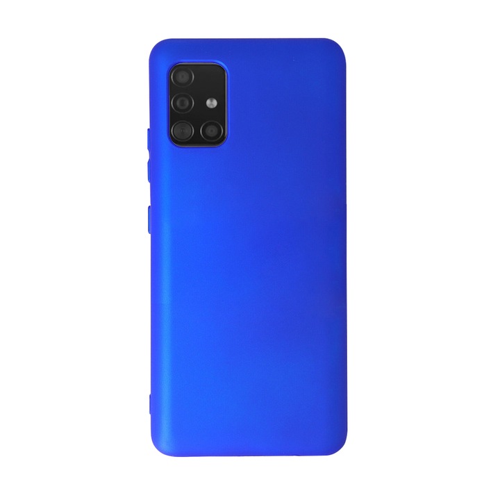 Калъф Safe Flex, съвместим със Samsung Galaxy A51 5G, Fonix команда, Тънък гъвкав дизайн, Вътрешна облицовка с микрофибър, Устойчив на удар, Мек силикон, Текстура с матово покритие, Незалепващо, Електрично синьо