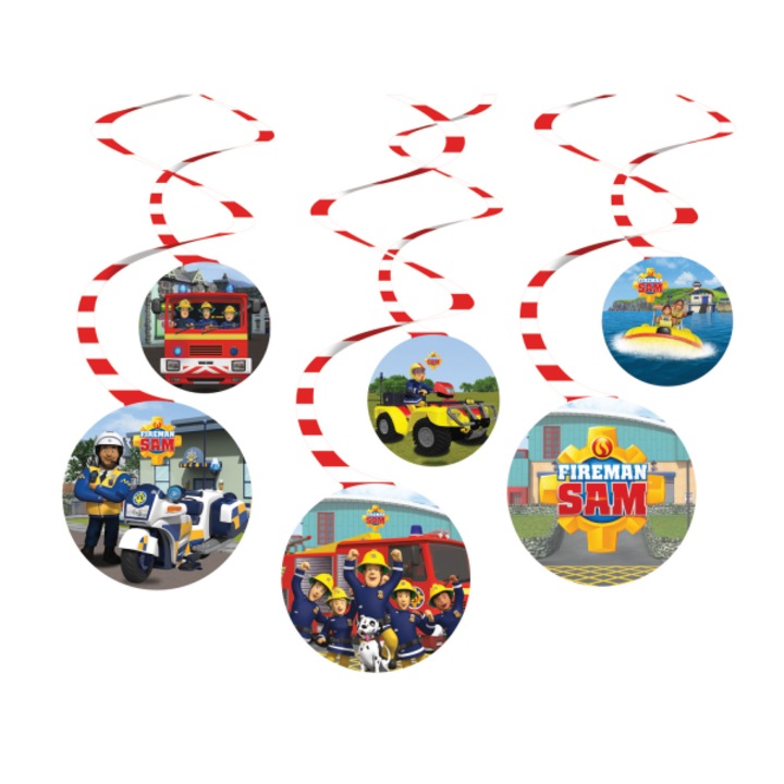 Комплект от 6 хартиени декорации, многоцветни, Fireman Sam