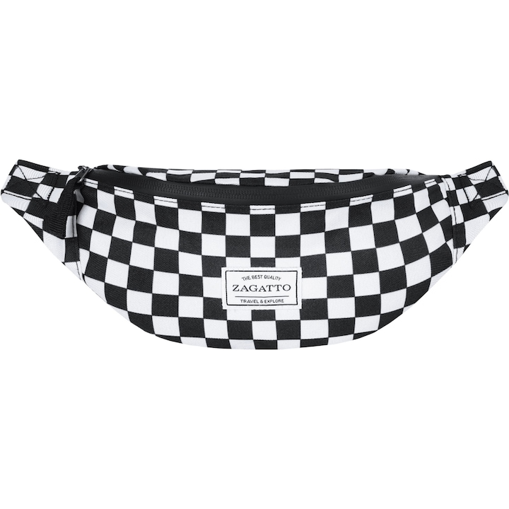 Kézitáska, könnyű, férfi, női, Fehér és fekete - sakktábla, Zagatto ZG751