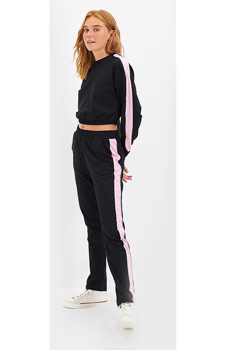 Trening dama cu bluza scurta, negru, Negru