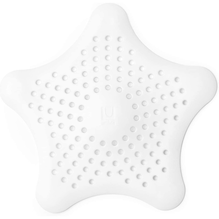 Sita din silicon pentru protectie sifon, Stea, baie, dus, anti infundare, 15 cm, alba