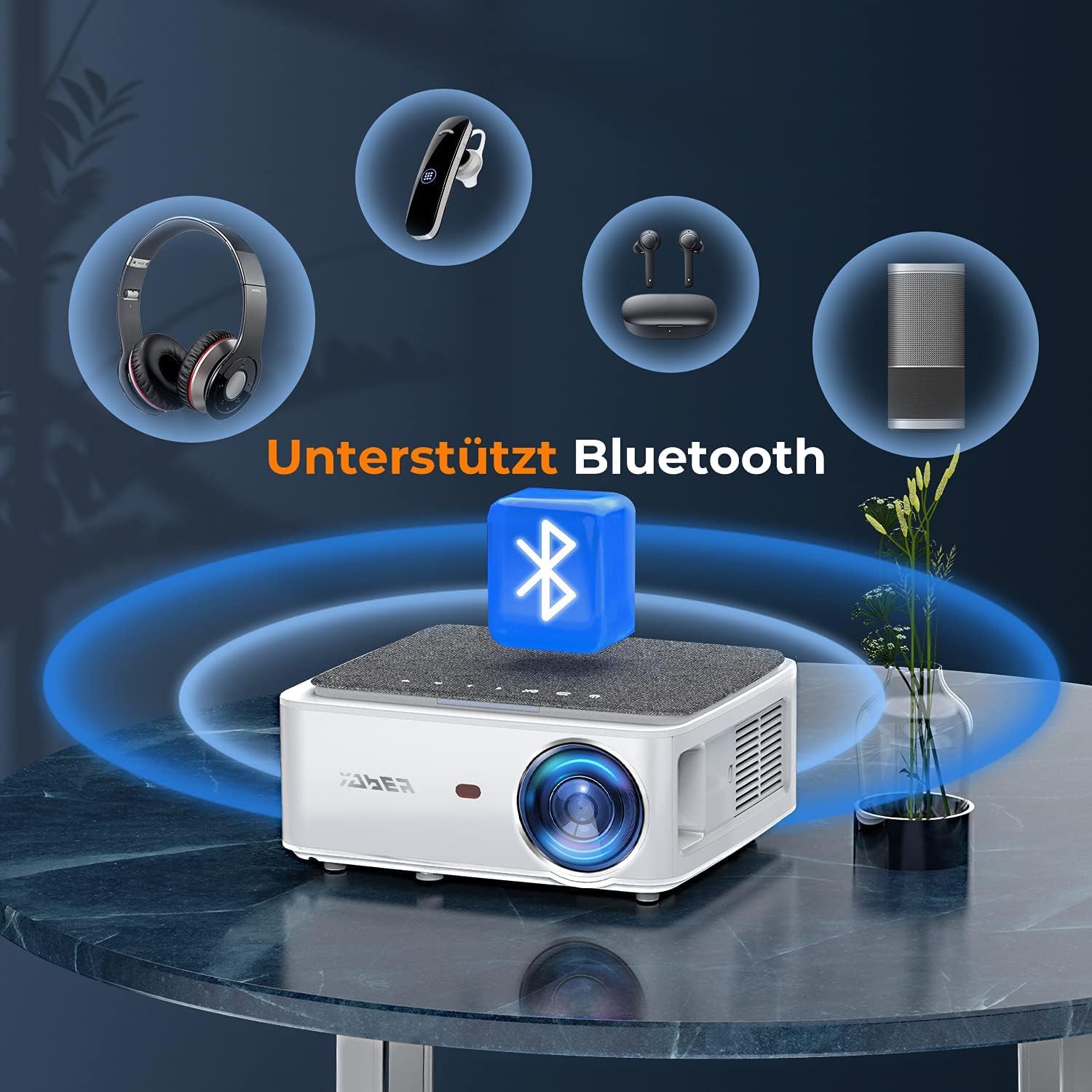 Videoproiector WiFi YABER V6 2.4G / 5G, 8500 Lumeni Bluetooth
