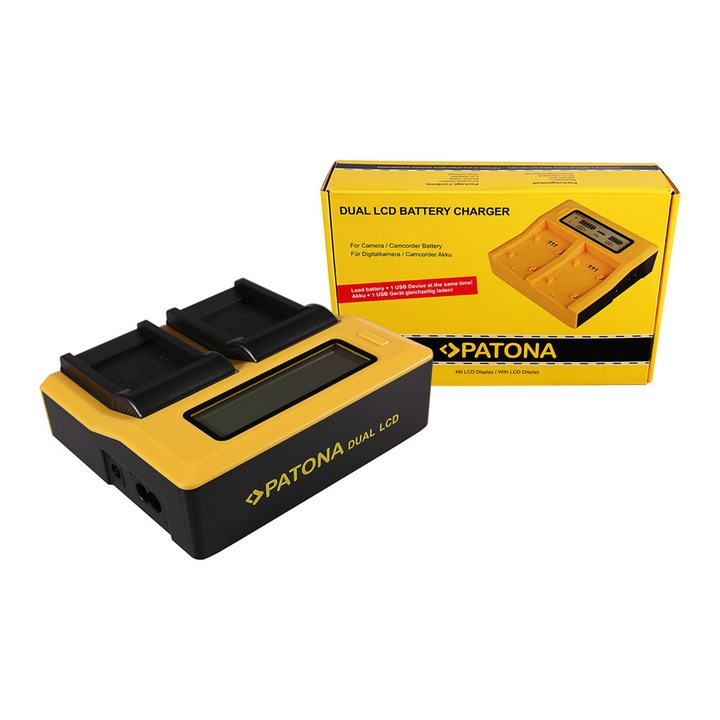 Incarcator DUAL LCD cu placute pentru acumulator Fuji NP-48 NP-50 Pentax D-Li68 Kodak Klic-7004 Patona