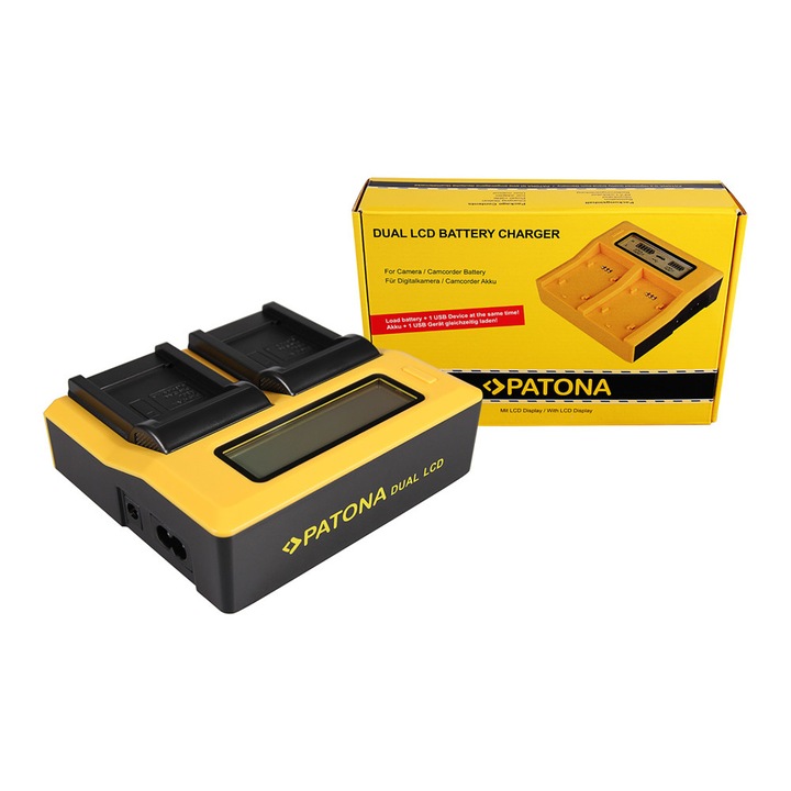 Incarcator DUAL LCD cu placute pentru acumulator Canon NB6L NB-6L Samsung SLB-10A SLB10A Patona