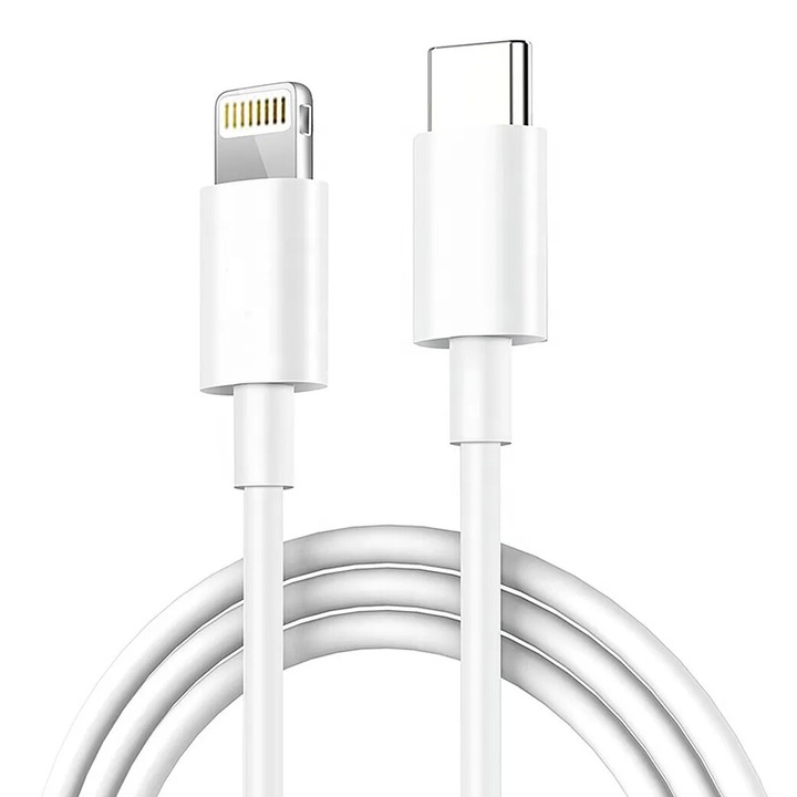 Cablu de Date si Incarcare, USB-C Lightning, cu Incarcare Rapida, Compatibil cu iPhone, 1 m, Alb