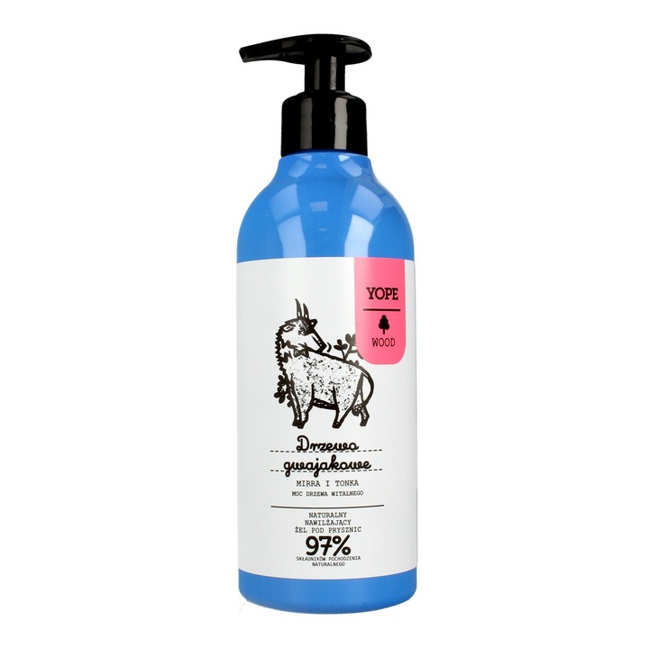 Gel de dus pentru piele uscata, YOPE, Wood, Guaiac/Smirna/Tonka, 400 ml