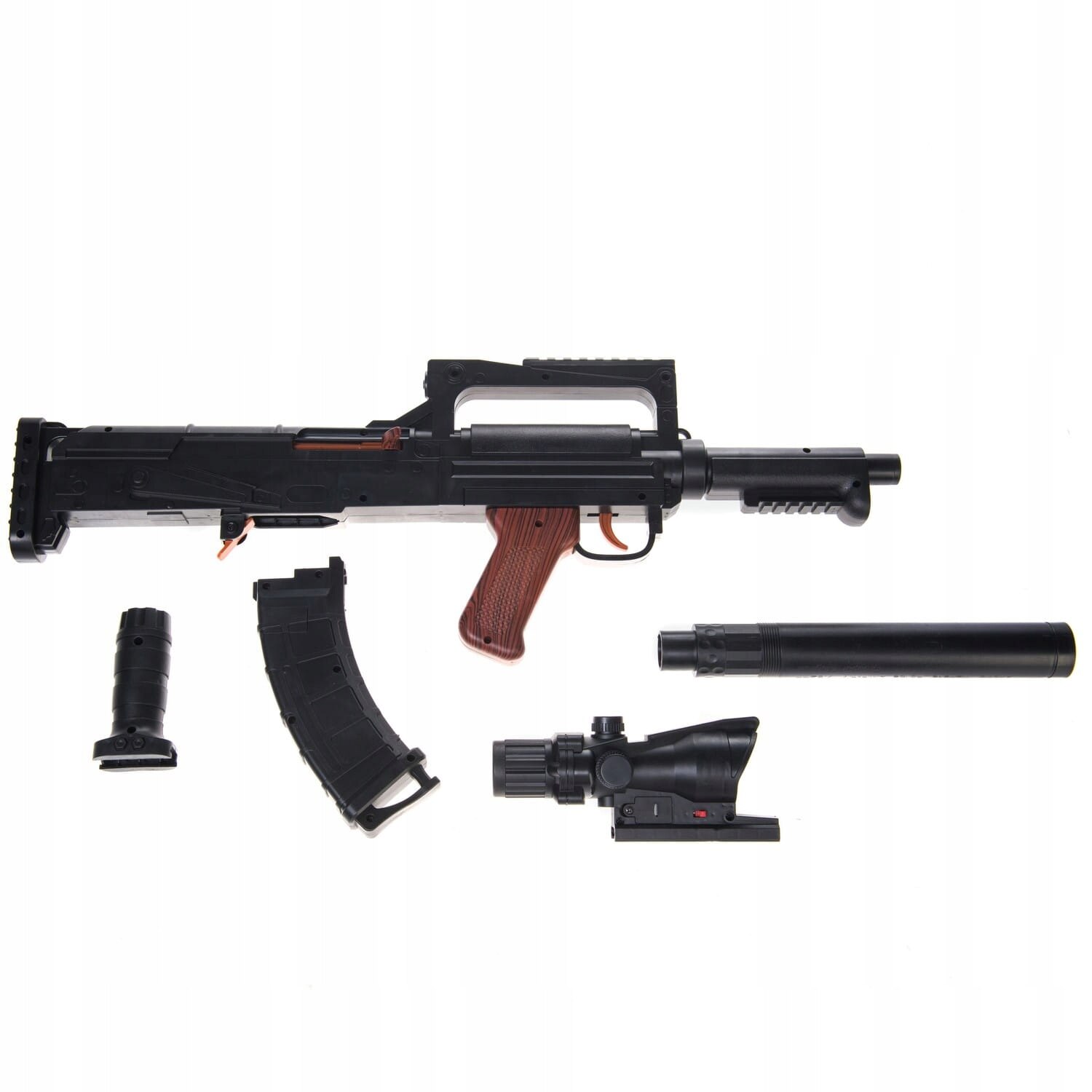 Пушка автомат Dream Toys, С топка, Лазер, 6 мм, Дължина 74 см, Черен ...