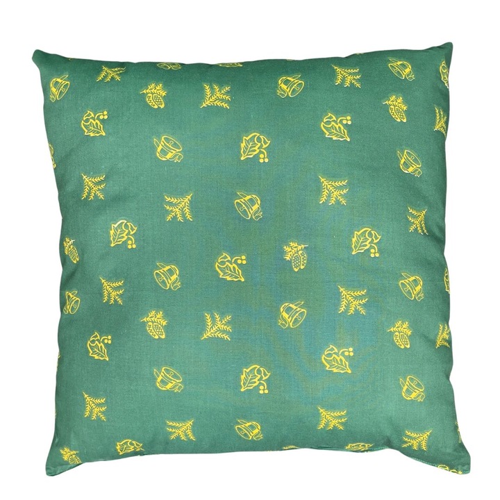 Karácsonyi díszpárna - zöld/arany mintával - 45x45 cm