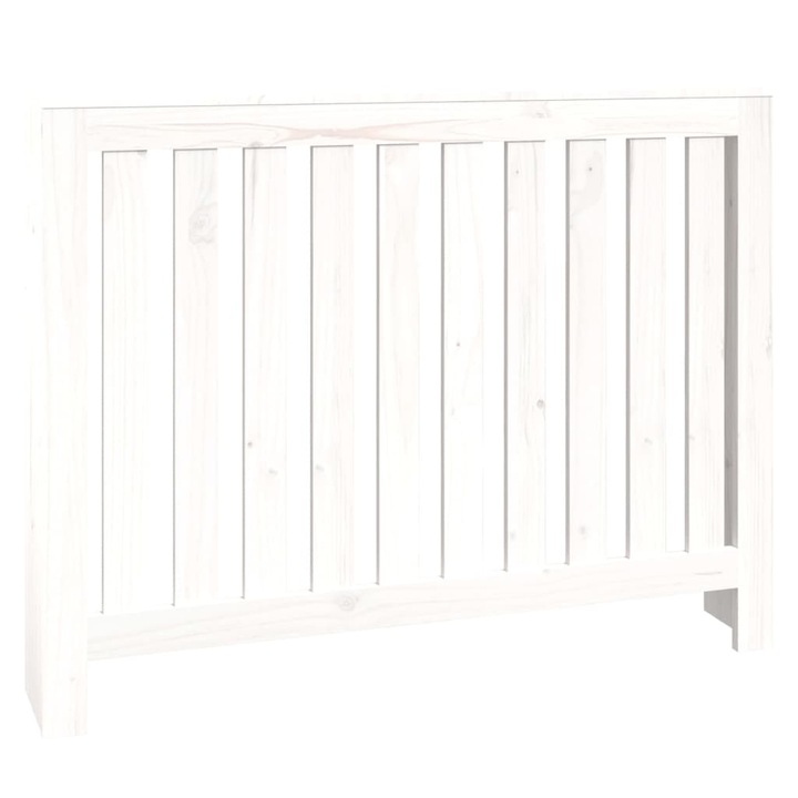 Параван за радиатор vidaXL, Бял, 108,5x19x84 см, Борово дърво масив, 7.6 kg