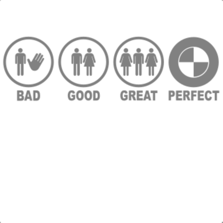 Sticker decorativ perete, auto si geam, Bad, good, great, BMW edition, Gri, 19 cm