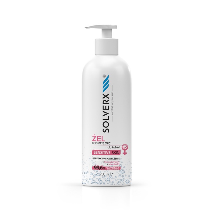 Tusfürdő érzékeny bőrre, SOLVERX, 250 ml