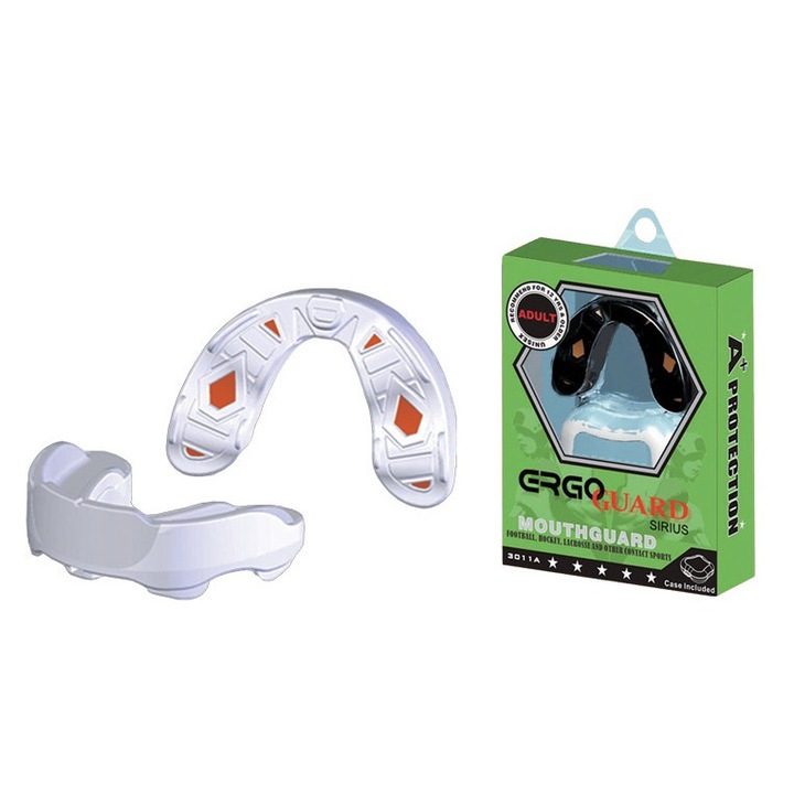 Protectie dentara Pro3, Alb/Portocaliu/Gri, Senior, Plastic termoreglabil