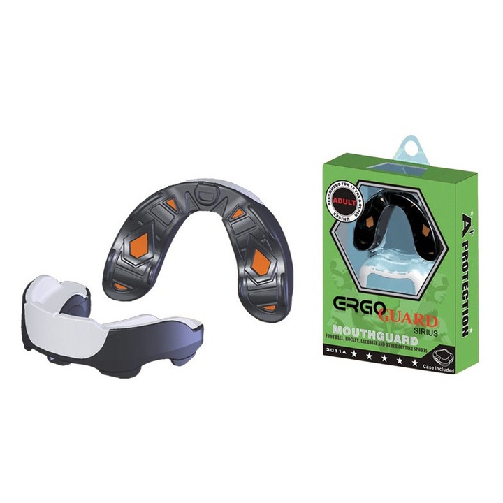 Protectie dentara Pro3, Negru/Portocaliu/Gri, Senior, Plastic termoreglabil