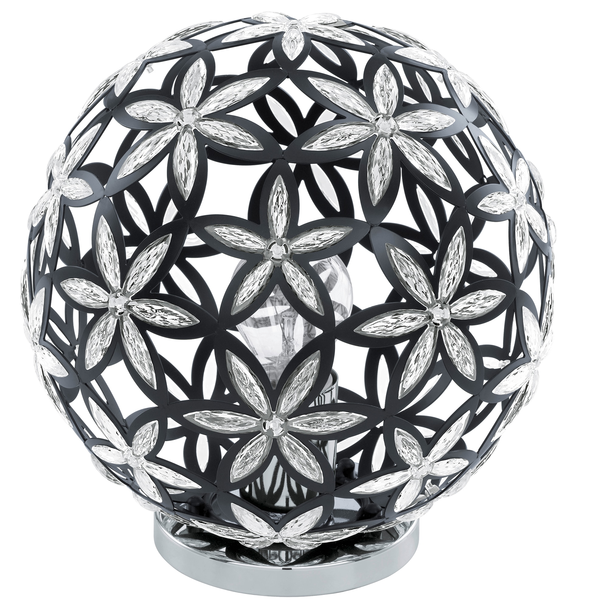 Veioza Eglo SILVESTRO, E27, 1X60W, Ø230, Alb, Aluminiu si Otel, Negru-Crom
