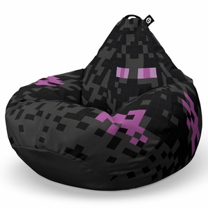 Fotoliu Updeco Puf Bean Bag tip para XL, impermeabil, indoor/outdoor, sac interior, cu maner, 100 x 85 x 65 cm, Minecraft Enderman