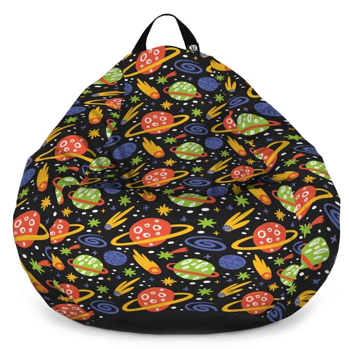 Fotoliu Updeco Puf Bean Bag tip para XL, impermeabil, indoor/outdoor, sac interior, cu maner, 90 x 90 x 60 cm, Cosmos