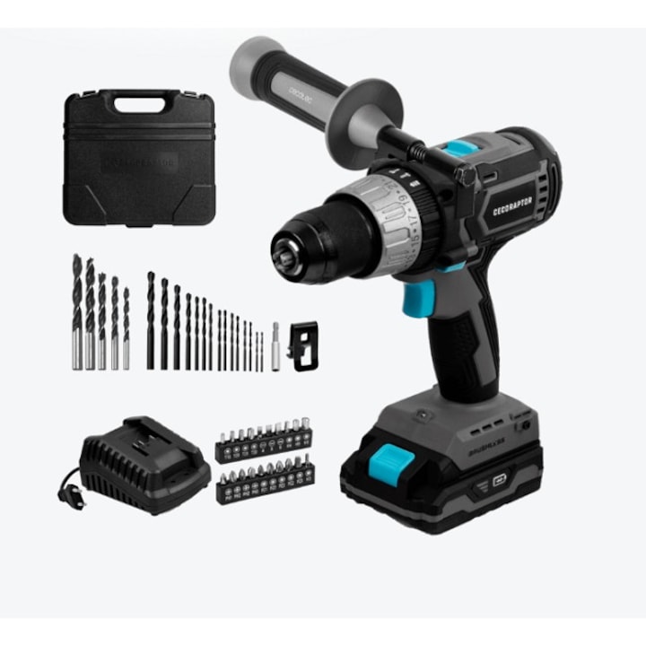 Masina de gaurit cu acumulator si ciocan CecoRaptor Perfect ImpactDrill 2020 Brushless Ultra, Baterie de 20 V 2000 mAh, viteza 2000 rpm, rata de impact 30000 bpm, 100106