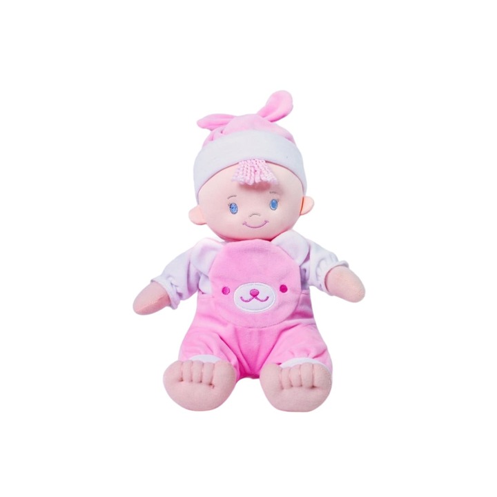 Jucarie de plus, Bebelus, spune rugaciune in limba romana, roz, 20 cm