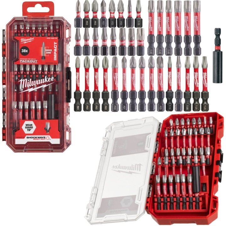 Комплект трайни ударни магнитни битове 38 бр. Ударна вълна въздействие мито Милуоки