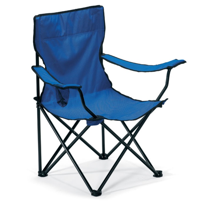 Scaun camping, Domarex, Pliabil, cu suport pentru bauturi, rezistent la Apa, Albastru, 82x80x50 cm