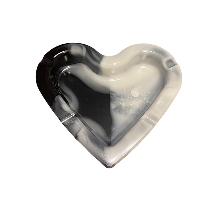 Scrumiera Gentelo Inima Diamond alb-negru, dimensiune 120 mm X 100 mm