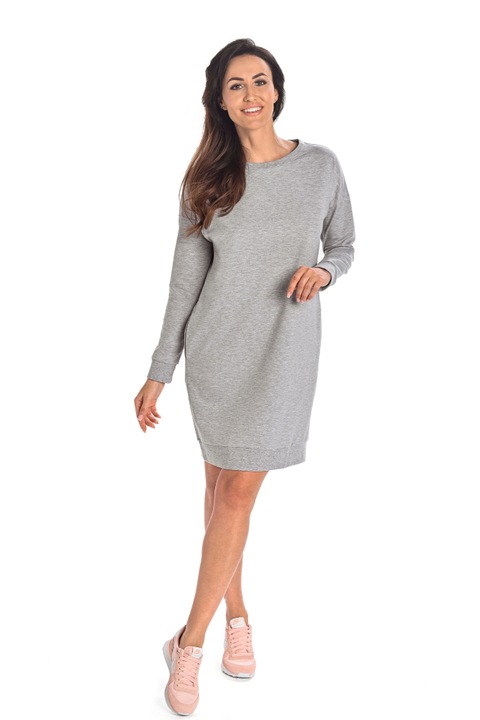 Памучна рокля с дълъг ръкав, Paula, Teyli, Сив