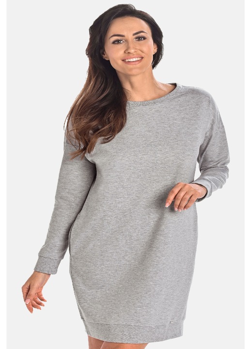 Rochie cu maneca lunga din bumbac, Paula, Teyli, Gri