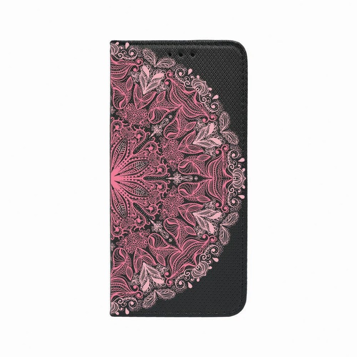 Калъф тип тефтер Unique за Motorola Moto G62 5G, Lace Pink, Magnetic Flip Case, Black, FLb 21