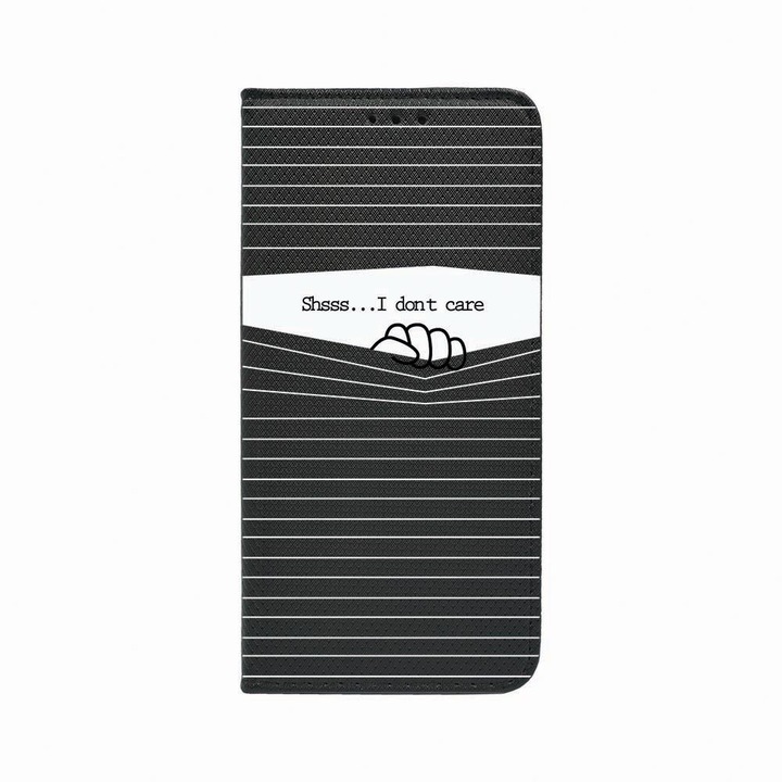 Калъф тип тефтер Unique за Honor Magic 4 Pro, I Don’t Care, Magnetic Flip Case, Black, FLb 36
