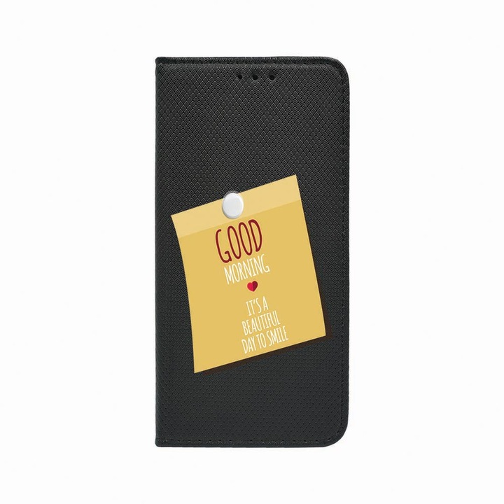 Калъф тип тефтер Unique за Oppo Reno 5 Lite / A94 4G / F19 Pro, Good Morning Sticker, Magnetic Flip Case, Black, FLb 48