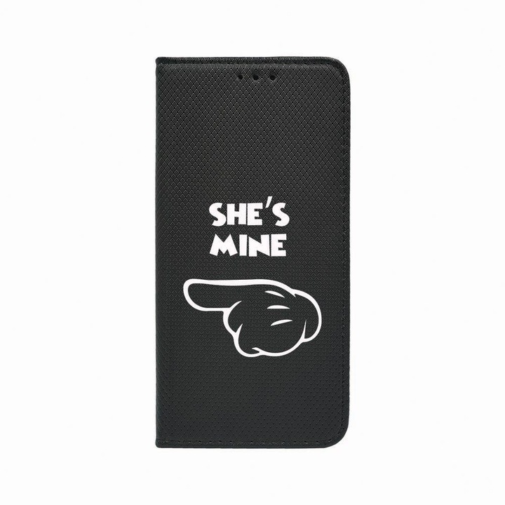 Калъф тип тефтер Unique за Huawei Mate 20 Lite, She's Mine, Magnetic Flip Case, Black, FLb 106