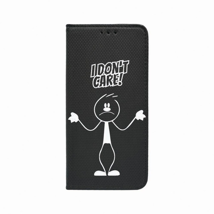 Калъф тип тефтер Unique за Honor Magic 4 Pro, I Don't Care, Magnetic Flip Case, Black, FLb 162
