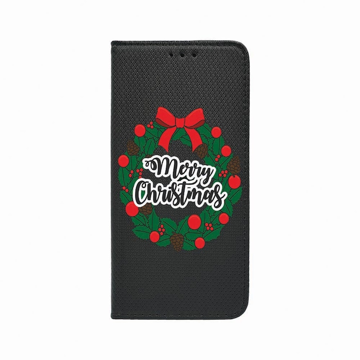 Калъф тип тефтер Unique за Samsung Redmi Note 9 Pro / Redmi Note 9 Pro Max, Merry Xmas, Magnetic Flip Case, Black, FLb 346