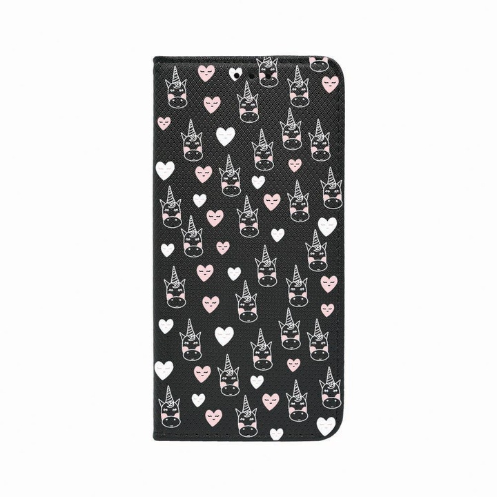 Калъф тип тефтер Unique за Motorola Moto G62 5G, Unicorn Pattern, Magnetic Flip Case, Black, FLb 190