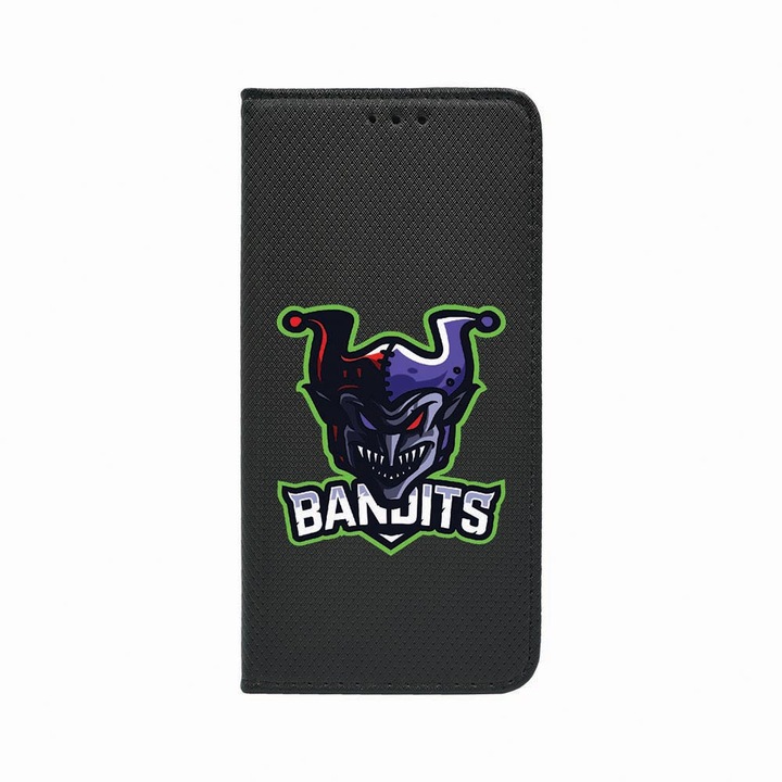 Калъф тип тефтер Unique за Apple iPhone 12, Gamers Bandit, Magnetic Flip Case, Black, FLb 287