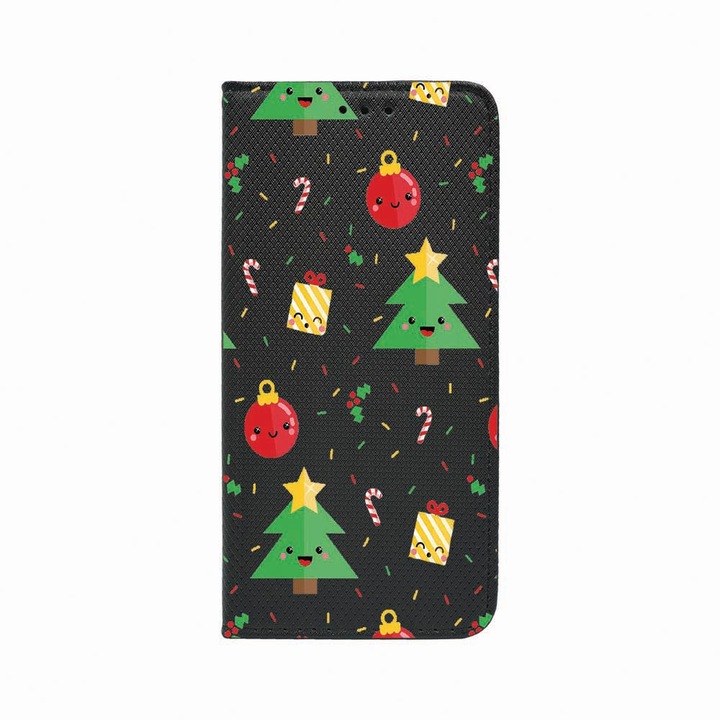 Калъф тип тефтер Unique за Oppo Reno 5 Lite / A94 4G / F19 Pro, Xmas Tree, Magnetic Flip Case, Black, FLb 309