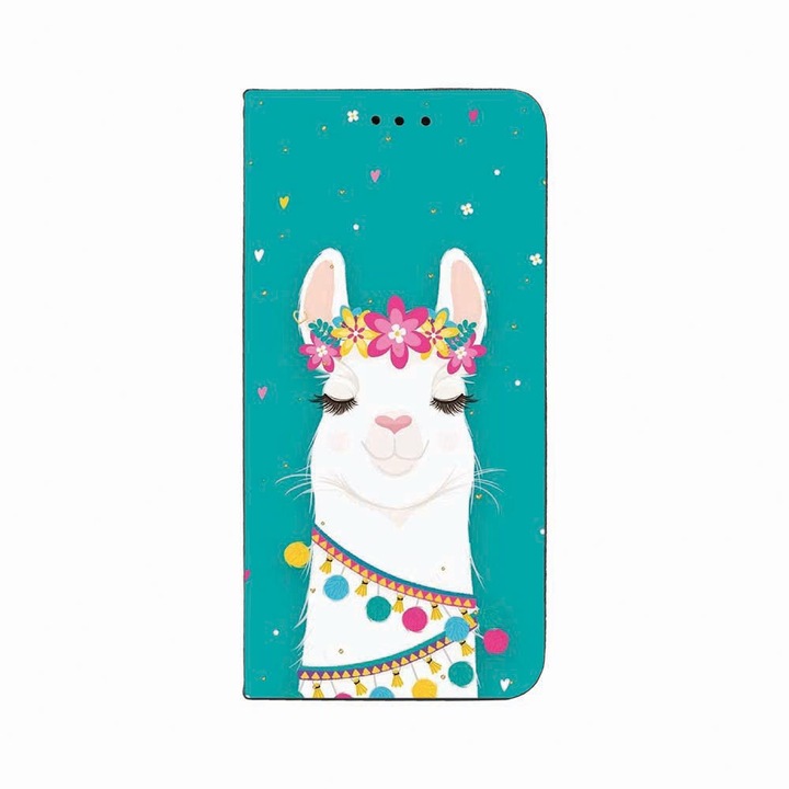 Калъф тип тефтер Unique за Oppo Reno 5 Lite / A94 4G / F19 Pro, Lovely Lama, Magnetic Flip Case, Black, FLb 248