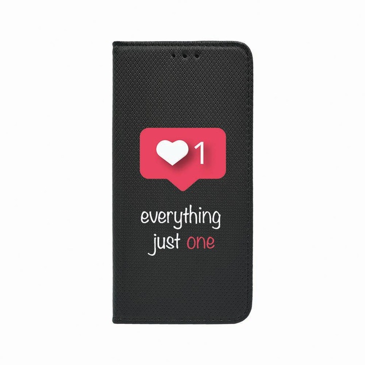 Калъф тип тефтер Unique за Oppo Reno 5 Lite / A94 4G / F19 Pro, Love Notification, Magnetic Flip Case, Black, FLb 184