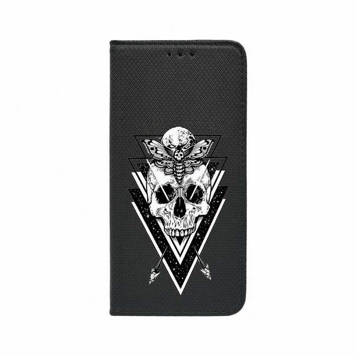 Husa Tip Carte, Magnet Book Case, Compatibila Cu Xiaomi Redmi Note 8 Pro, Skull, Inchidere Magnetica, Buzunar Card, FLb 191