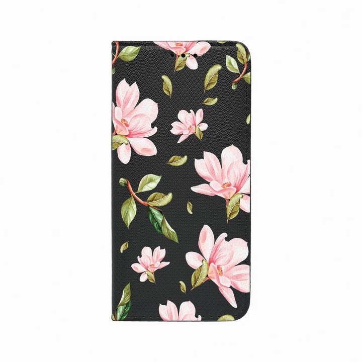 Калъф тип тефтер Unique за Huawei Mate 20 Lite, Flowers Collection, Magnetic Flip Case, Black, FLb 496