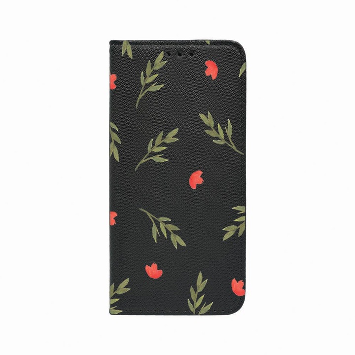 Калъф тип тефтер Unique за Apple iPhone 11 Pro, Flowers, Magnetic Flip Case, Black, FLb 516
