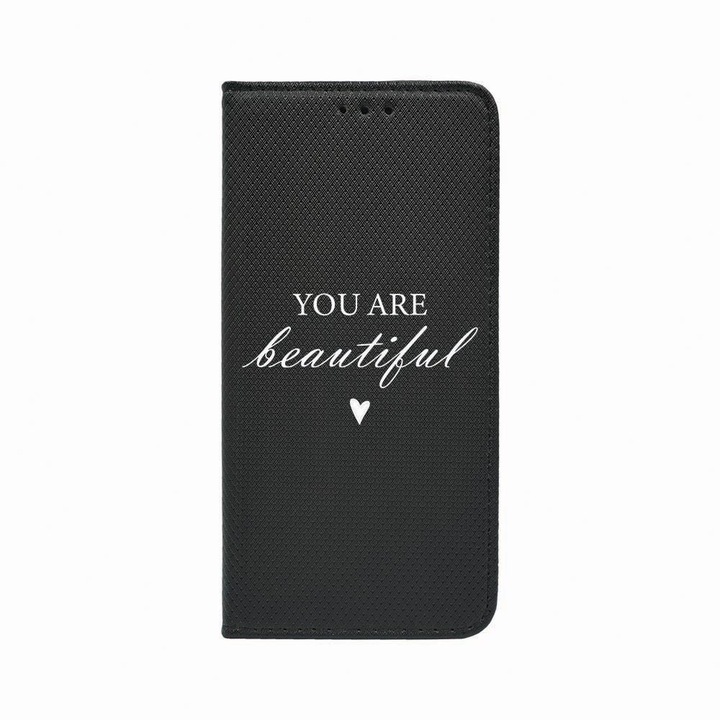 Калъф тип тефтер Unique за Huawei Mate 20 Lite, You Are Beautiful, Magnetic Flip Case, Black, FLb 477