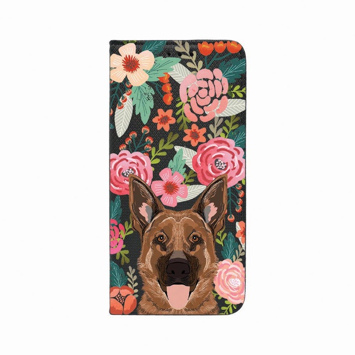 Husa Tip Carte, Magnet Book Case, Compatibila Cu Xiaomi 11 Lite 5G NE, Dog and Flowers, Inchidere Magnetica, Buzunar Card, FLb 636