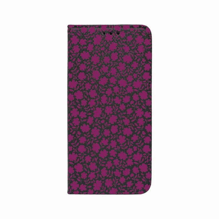 Калъф тип тефтер Unique за Motorola Moto G62 5G, Flowers Pattern, Magnetic Flip Case, Black, FLb 627