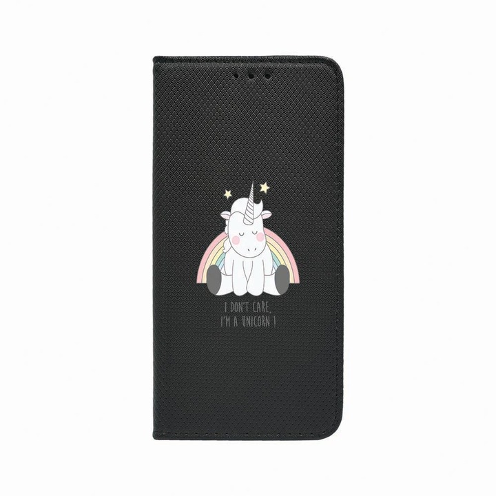 Калъф тип тефтер Unique за Honor Magic 4 Pro, Unicorn - I Don't Care, Magnetic Flip Case, Black, FLb 524