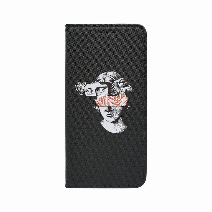 Husa Tip Carte, Magnet Book Case, Compatibila Cu Samsung Redmi Note 9 Pro / Redmi Note 9 Pro Max, David Statue - Rose, Inchidere Magnetica, Buzunar Card, FLb 604